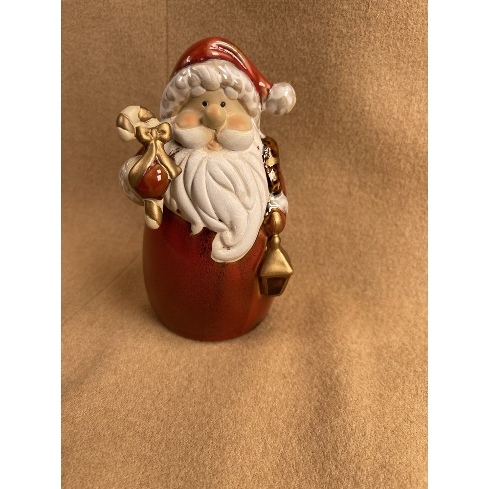 Ceramic Santa Clause Decoration Retro Red White Candy Cane Lantern Christmas